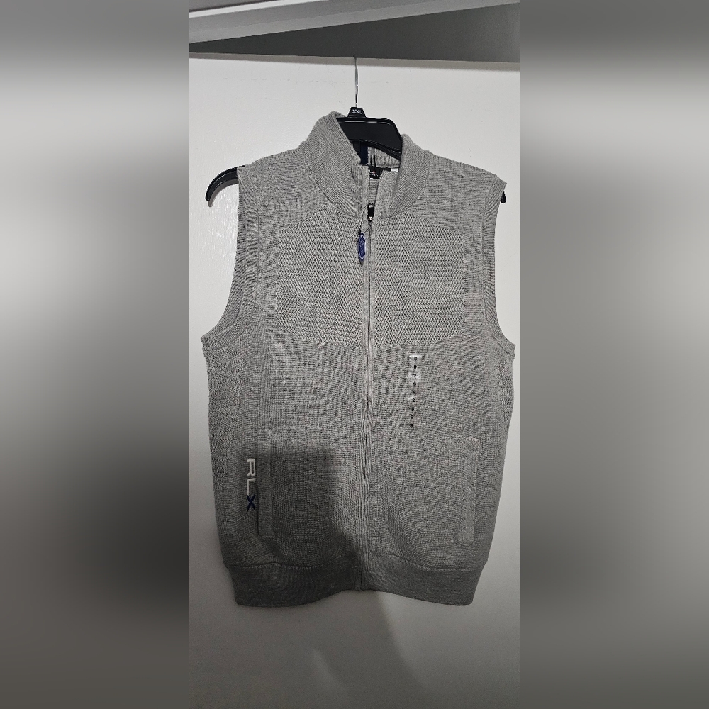 RLX Ralph Lauren Performance Full Zip Sweater Vest Gray Mens NWT size Med - Picture 2 of 6